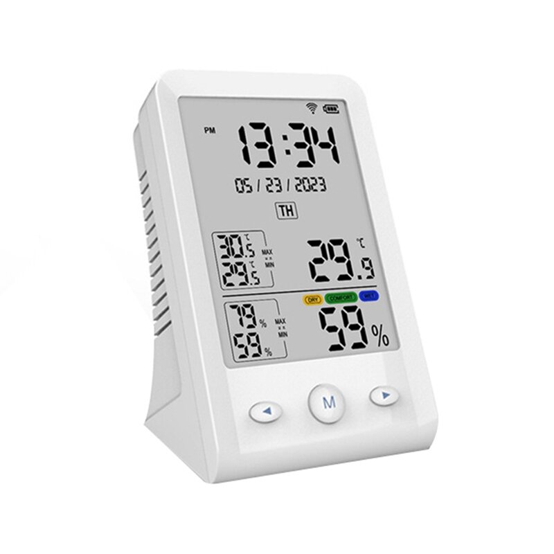Tuya termometer pintar, Sensor kelembapan suhu WIFI higrometer rumah pintar untuk kamar tidur bayi
