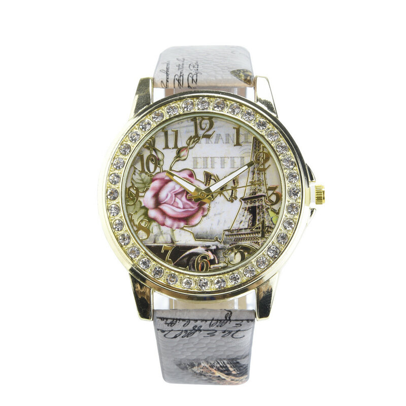 Rwatches dla kobiet okrągły skórzany pasek modne zegarki damski zegarek kwarcowy Montre Femme