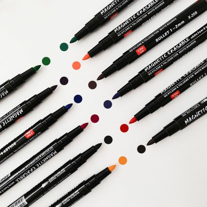 Stylo à Signature magnétique, 12 couleurs/ensemble, Non-toxique, stylo blanc, marqueurs effaçables en plastique