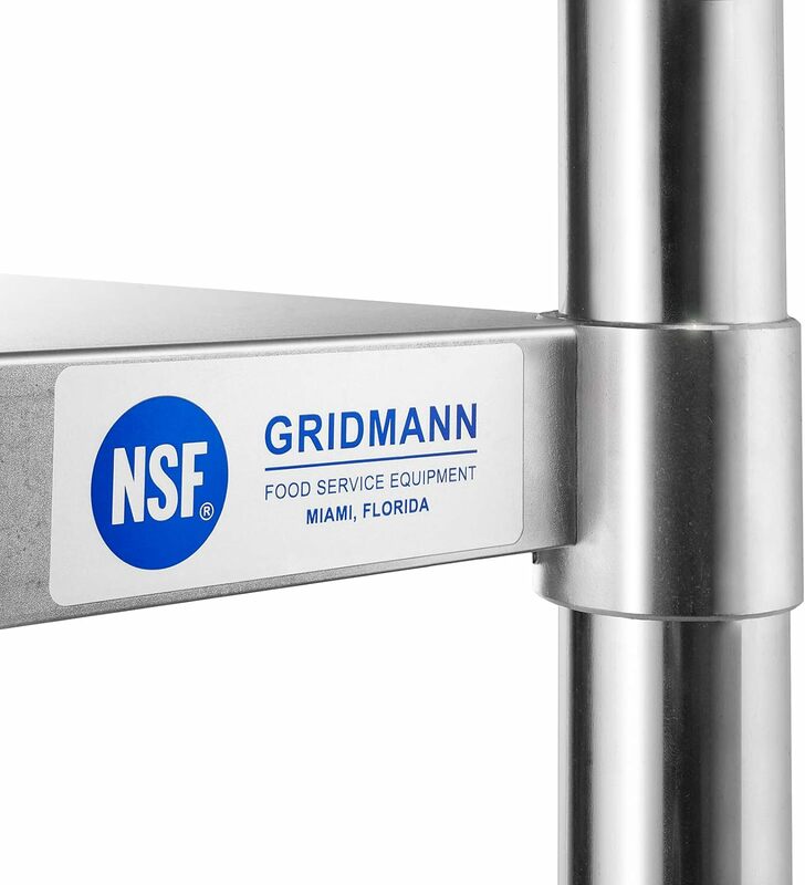 GRIDMANN 스테인리스 스틸 주방 준비 테이블, 백스플래시 및 언더 선반, NSF 상업 작업 테이블, 48x24 인치