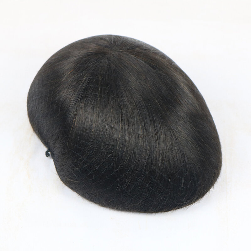 Human Hair Straight Toupee Lace Base  With PU Around Breathable Systems Capillary Prosthesis Wigs Hairpieces
