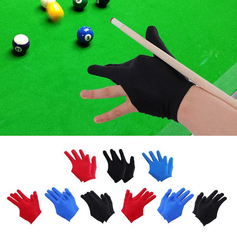 ถุงมือบิลเลียด3นิ้ว2ชิ้น, ถุงมือสำหรับเล่นพูล2ชิ้นกันลื่นระบายอากาศมีความยืดหยุ่นน้ำหนักเบาสำหรับฝึกบิลเลียด