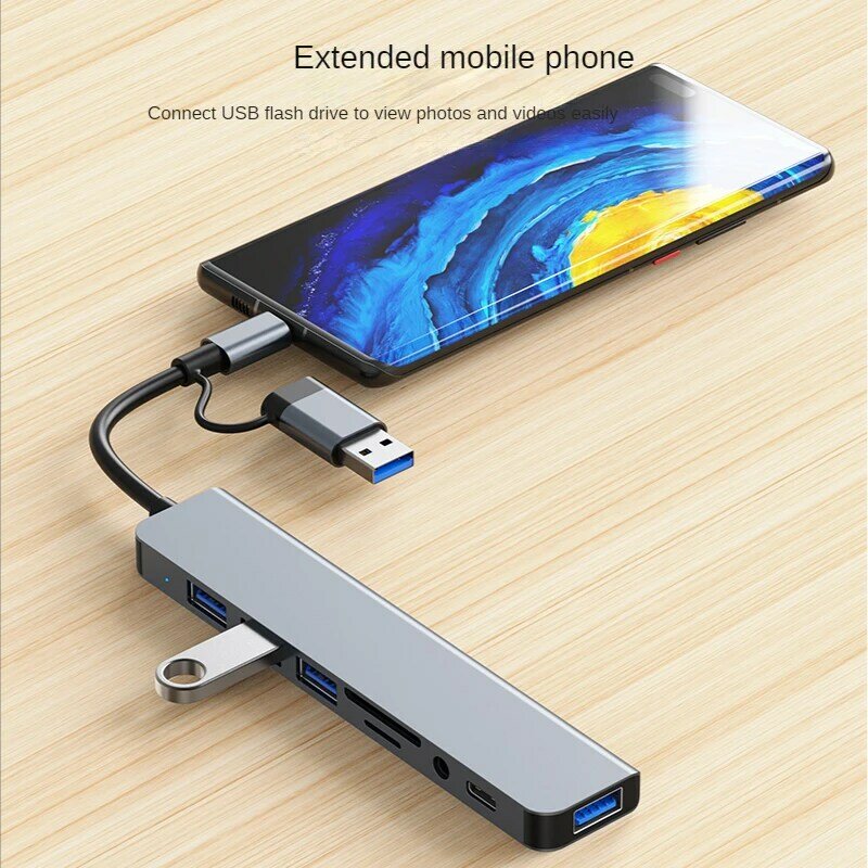 USB A Type C Hub Concentrator Docking Station Multi Adapter SD TF Card Reader Audio Multi-hub Dock Splitter For MacBook Air PC