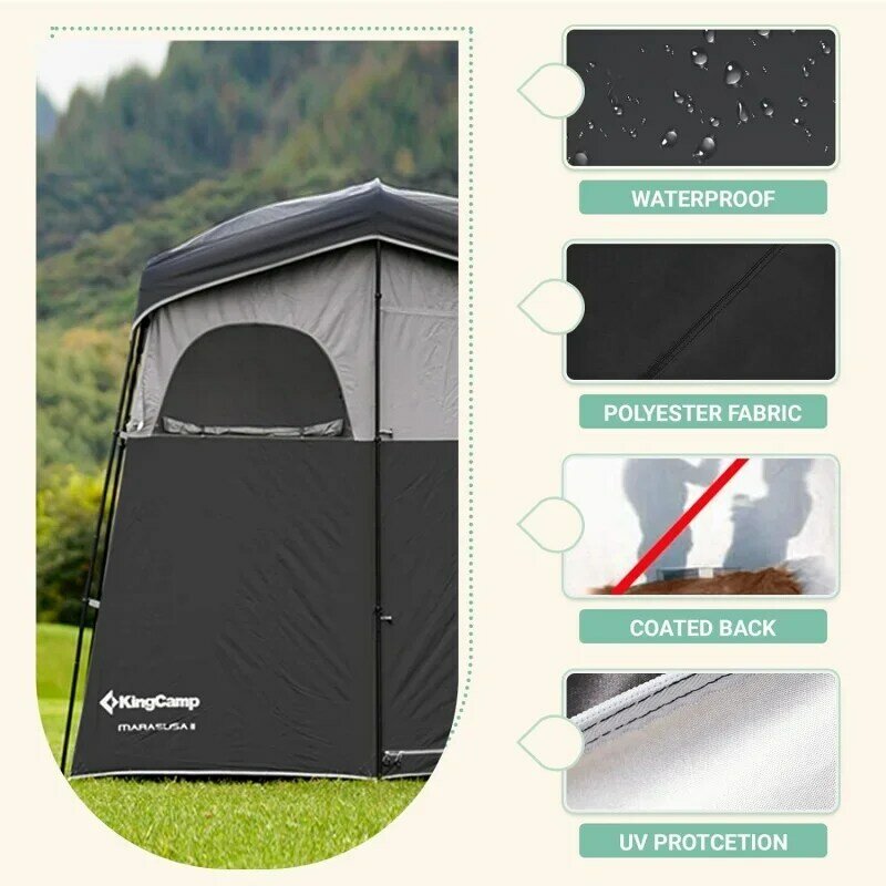Kingcamp tenda Pancuran portabel untuk berkemah, tas Pancuran surya 5 galon, kit tenda privasi Pancuran ukuran besar, tenda berubah luar ruangan D