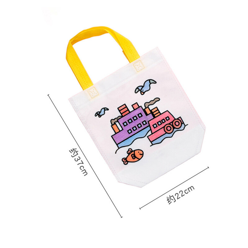 Bolsa de Graffiti para colorear para niños, Mini bolsa de compras de tela no tejida reutilizable ecológica, bolso de mano pintado a mano, almacenamiento de juguetes, regalo DIY