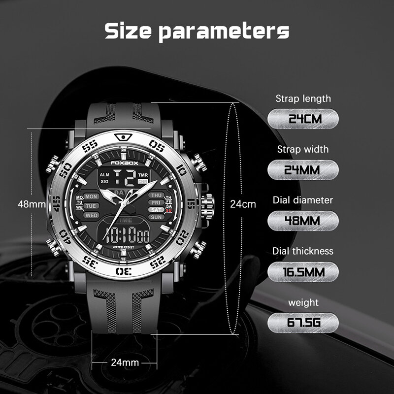 LIGE-Relógio Digital Eletrônico Impermeável Masculino, Militar, Esportes, Natação, Relógios Grandes, Moda, 50m