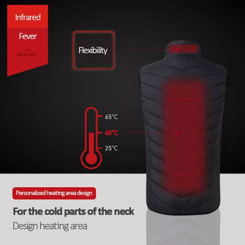Uomo USB infrarossi 17 aree di riscaldamento gilet giacca uomo inverno gilet riscaldato elettrico gilet per lo sport escursionismo oversize 6XL