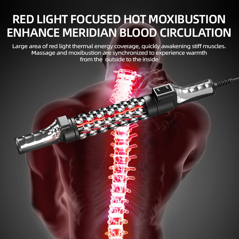 Dispositivo de massagem aquecida luz vermelha relaxada, 360 rotating Inner Ball Roller para corpo inteiro, Anti celulite