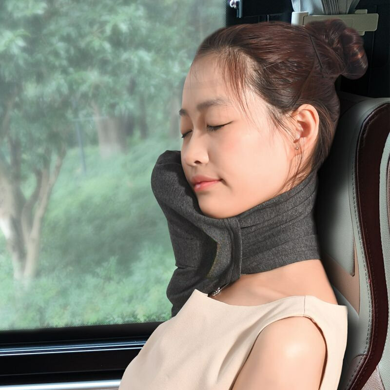 Almohada de viaje de espuma viscoelástica, cojín de soporte para el cuello con funda lavable para avión, tren y coche, almohadas para dormir