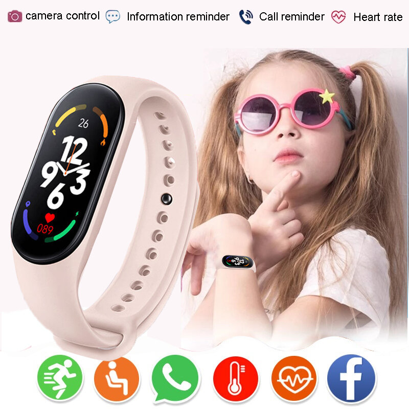 Reloj inteligente M7 para niños y niñas, pulsera deportiva impermeable, rastreador de Fitness, reloj inteligente para Xiaomi