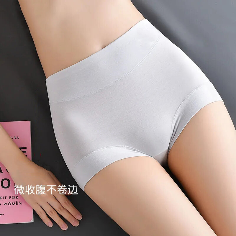 Cintura alta 4 pcs/set calcinha de algodão das mulheres cuecas sem costura corpo shaper respirável cueca conforto feminino lingerie plus size 5xl