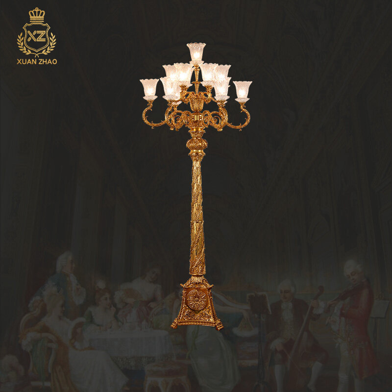 Настольная лампа во французском стиле, полностью медная литая лампа для гостиной, большая винтажная Напольная Лампа в европейском роскошном стиле для вестибюля