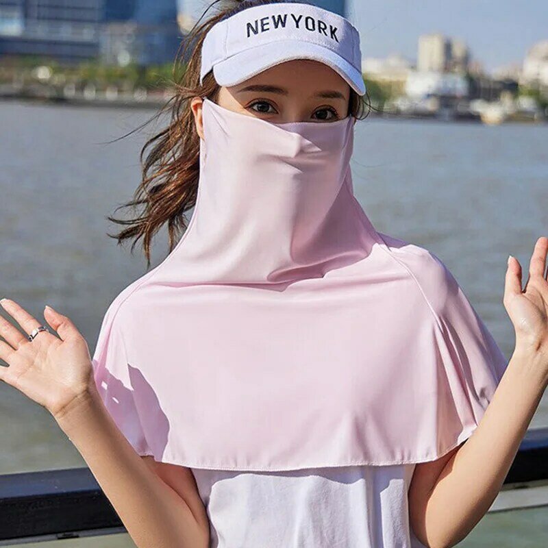 Proteção UV Neck Wrap Cover para mulheres, protetor solar, máscara de seda de gelo, cobertura facial respirável, ciclismo e acampamento