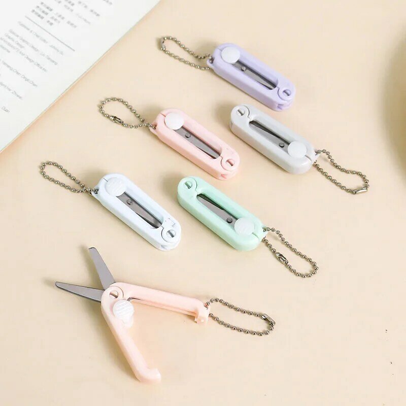 Kreatywne Mini przenośne narzędzie do cięcia papieru w składane nożyczki kolorze Morandi, bezpieczne nóż introligatorski biurowych przyborów szkolnych