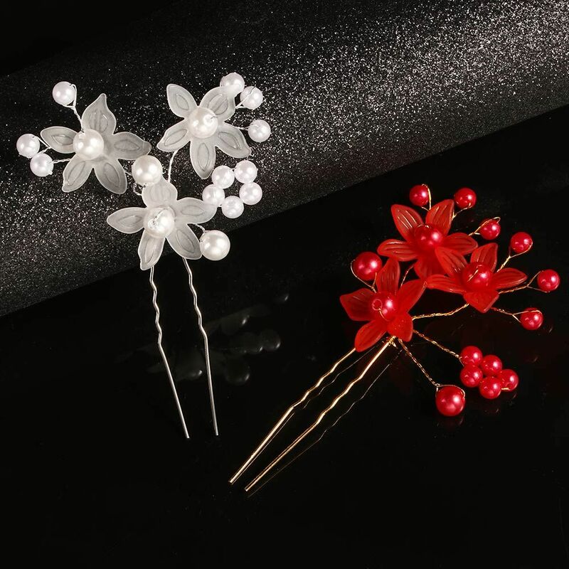 Horquilla de perlas de Festival, accesorios de joyería para el cabello, tocado de trenza, horquilla de novia, horquilla de flores