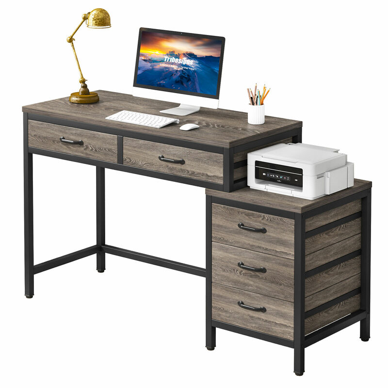 Biurko komputerowe z 5 szufladami Stół do pisania do nauki Stacja robocza do domowego biura ze schowkiem