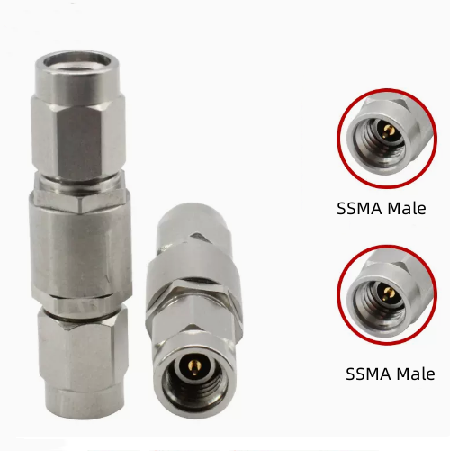 SSMA ملليمتر موجة محول SSMA الذكور إلى SSMA الإناث منخفضة فقدان الفولاذ المقاوم للصدأ اختبار محول 40 جيجا هرتز
