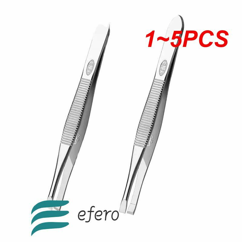 1~5PCS Eyebrow Hair Tweezers Professional Eyebrow Hair Removal Tweezer Flat Tip Tool Stainless Steel Convenient Small Tool TSLM1