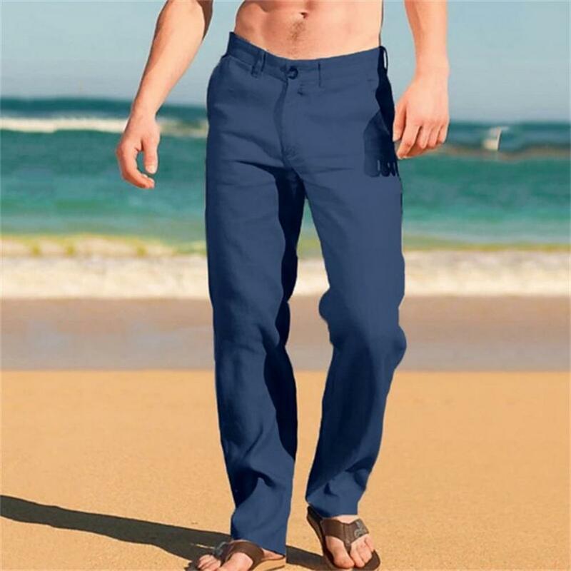 ใหม่ในผู้ชายกางเกงเอวกลางมีซิปปิดกางเกงขากว้างทรงหลวมบางสวมใส่ทุกวันกางเกงขายาวกลางแจ้ง