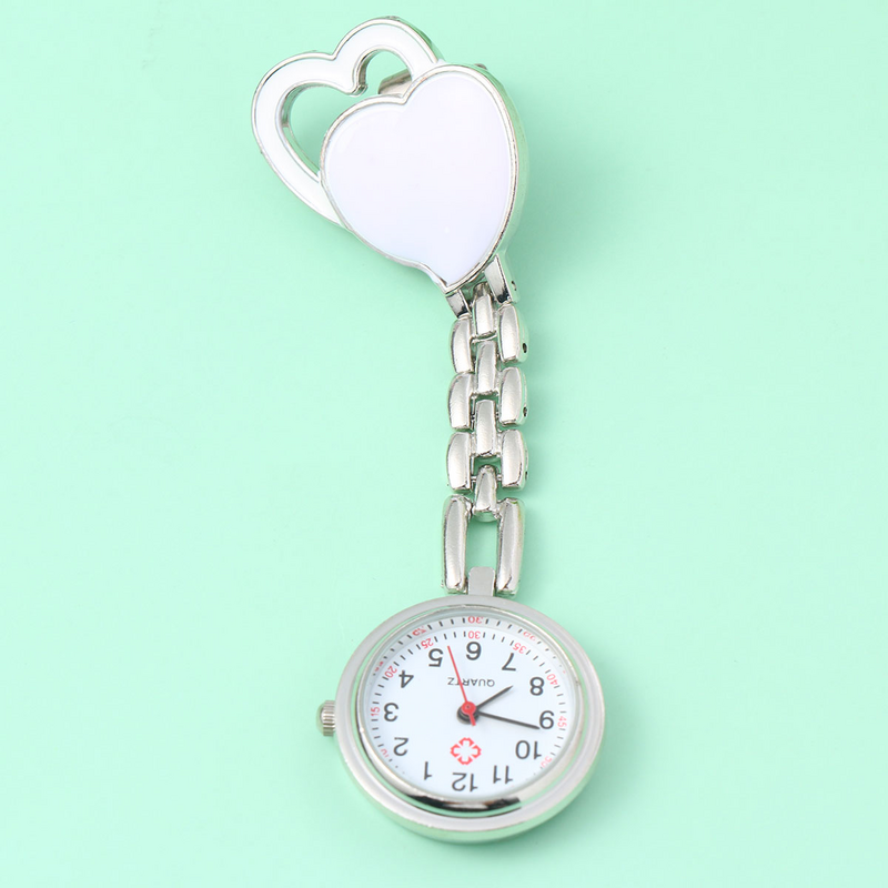 Zegarek ładny przypinany zegarek analogowy zegarek kwarcowy pielęgniarka do klapy pielęgniarka zegarek Fob wiszący zegarek kieszonkowy dla pielęgniarki w kształcie serca