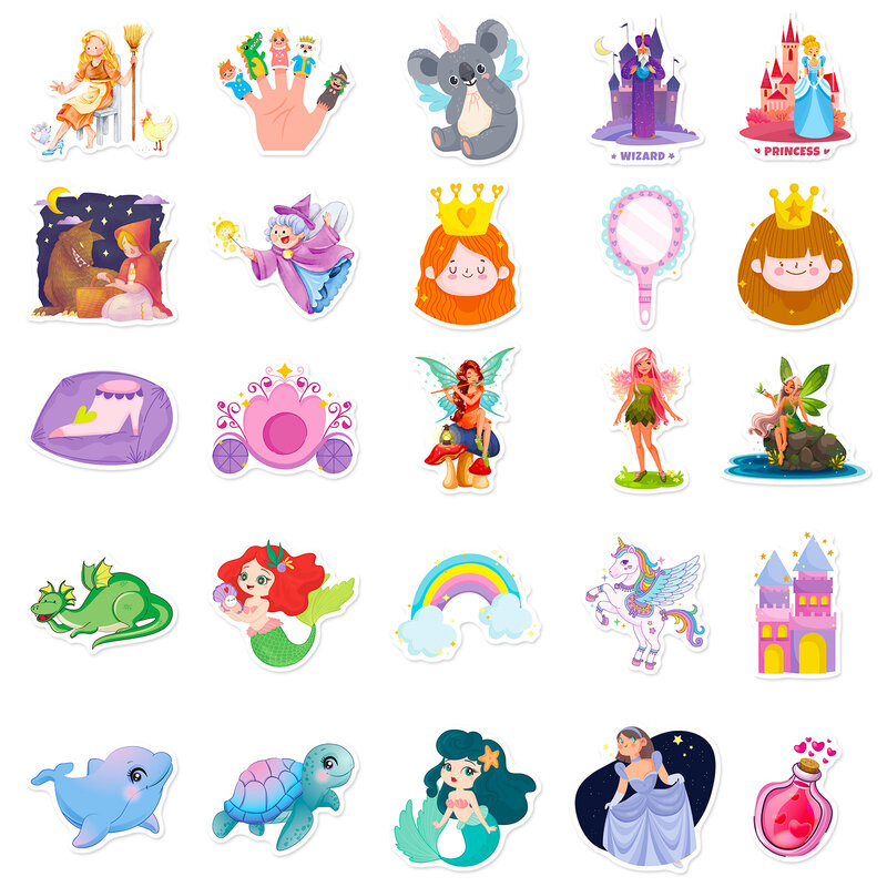 50 Stuks Cartoon Mooie Prinses Serie Graffiti Stickers Geschikt Voor Laptop Helmen Desktop Decoratie Diy Stickers Speelgoed