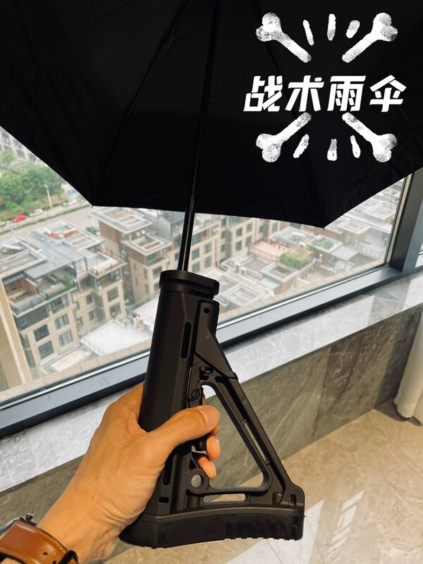 Ctr Nylon Rugleuning Tactische Stijl Vinyl Zonnebrandcrème Opvouwbare Handmatige Paraplu
