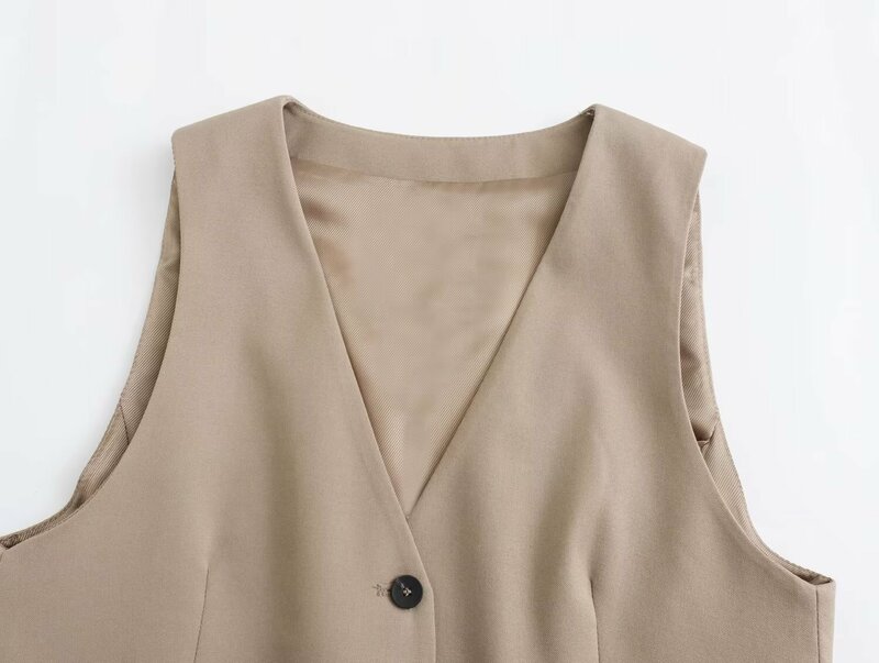 Suit Women's 2-piece 2024 Fashion Slim Button Vest Retro Sleeveless Blouse+casual Boxer Underwear Stitching Design Pants Suit