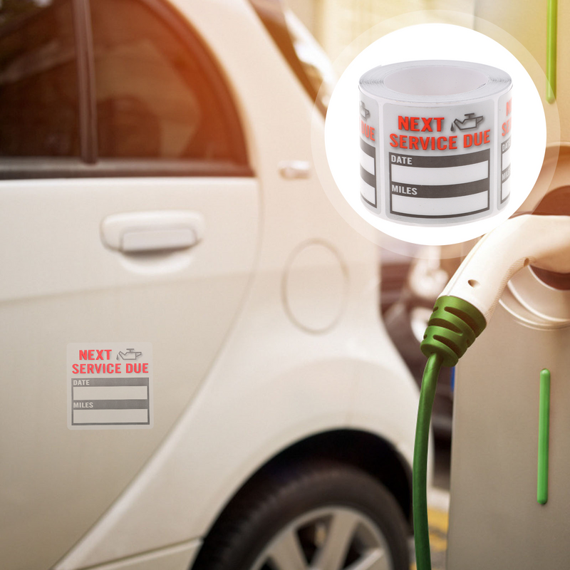 Etiqueta de cambio de aceite de coche, adhesivo extraíble para ventana, calcomanía de mantenimiento, pegatinas impermeables, recordatorio automático, 2 rollos
