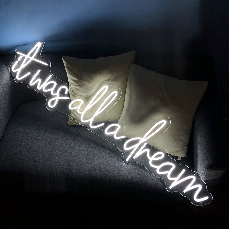 Pink Neon Led Light It Was All A Dream Neon Signs DIY Name Design LED Lights Sign For Bar Party Bedroom Game Wall Decoration