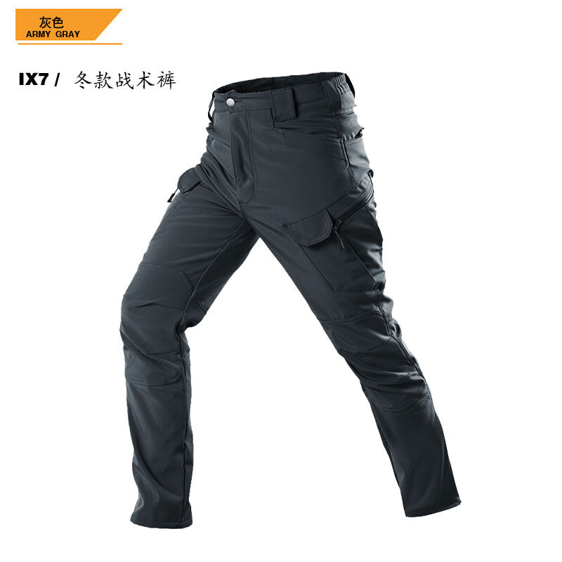 Męskie Ix7 praca na zewnątrz luźne wodoodporne pluszowe torby odporne na ścieranie ciepłe i agresywne spodnie robocze spodnie treningowe