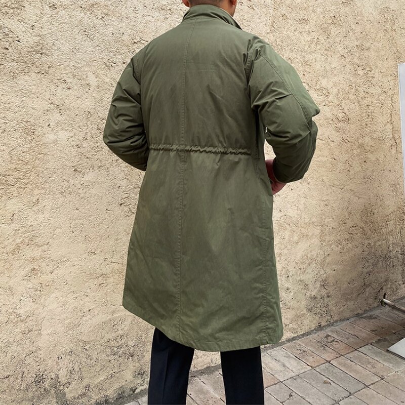 Мужское зимнее пальто из искусственного двух частей, стандартный воротник, Стандартный крой, в японском и корейском повседневном деловом стиле, винтажная пуховая парка