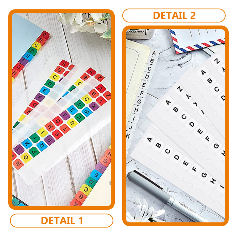 of Colored Book Stickers Small Small Index Cards Notepad Page Markers Alphabet File Guides Tabs