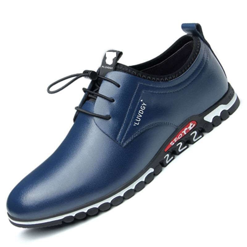 Primavera outono novos homens sapatos casuais tênis moda sólida sapatos de couro genuíno formal luz do negócio respirável plana dedo do pé redondo