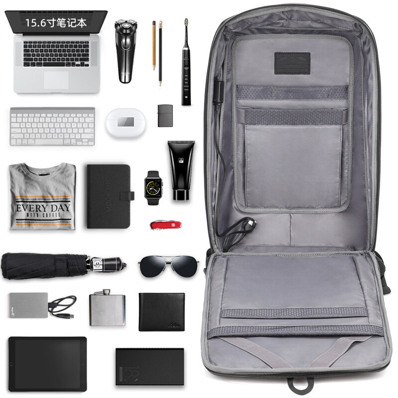 Sac à dos à coque rigide pour ordinateur portable pour homme, sac à dos de jeu E-sport avec port de charge USB, sac à main d'affaires mince, 15.6 pouces