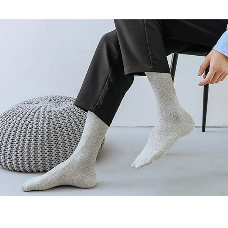 Sokken-calcetines largos de algodón hasta la rodilla para hombre, medias elásticas suaves para vestido de fiesta Formal, marca de negocios, cuatro estaciones
