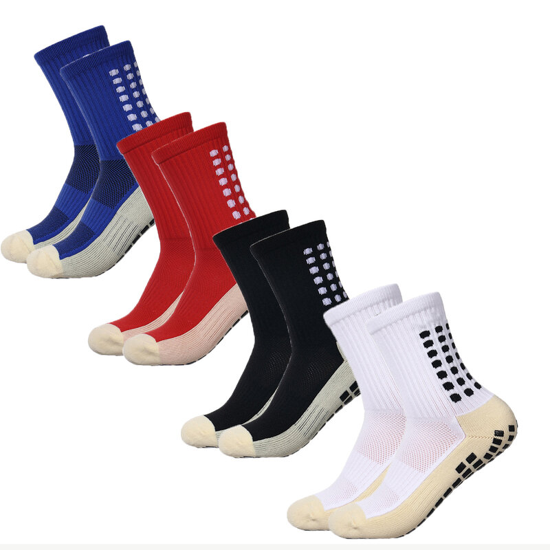 Calcetines de fútbol antideslizantes para mujer, medias con acolchado diseñado para agarre antideslizante en deportes, 4 pares