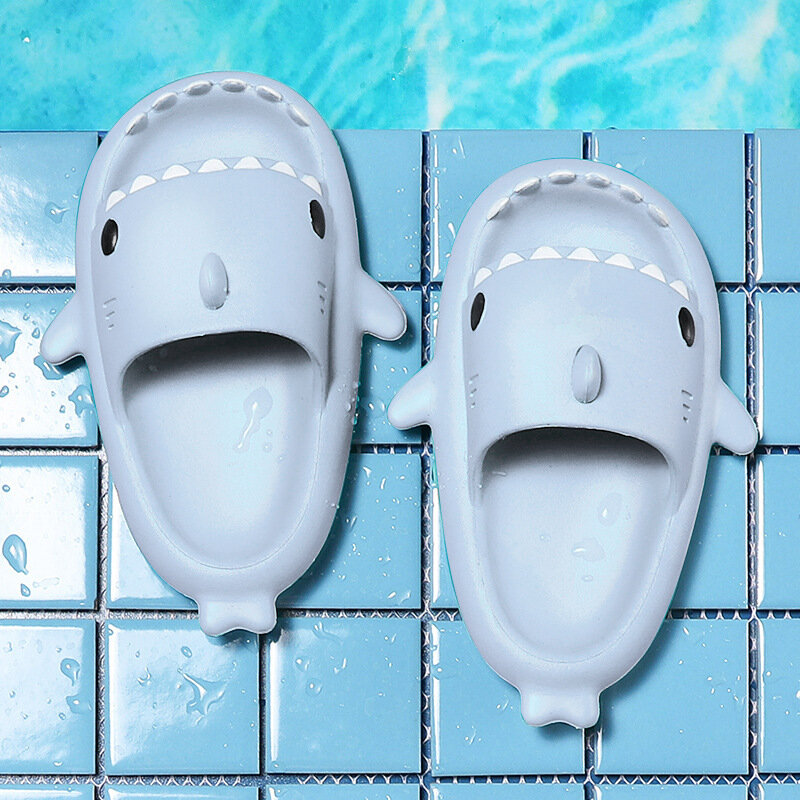 Summer Shark Slippers Lightweight Women Shark Slides Men Bathroom Flip Flops Home Anti-skid Flat Shoes Couple Children's Sandals