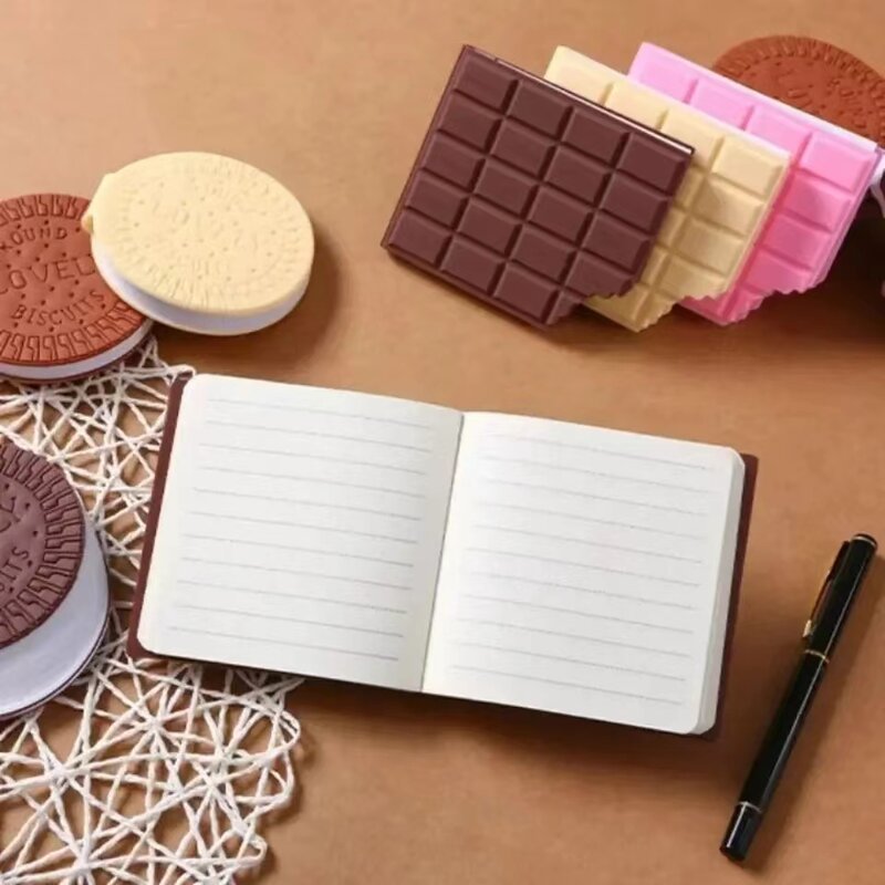 Criativo Chocolate Cookies Shape Note Book para Estudantes, Mini Notepad, Desenhos Animados Bonito, Tearable Handwritten Memo Pads