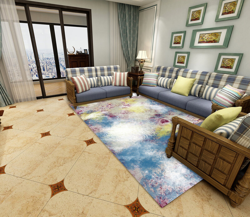Karpet motif tekstur abstrak modern, rumah ruang tamu, keset lantai dekorasi, karpet area besar anti selip lembut