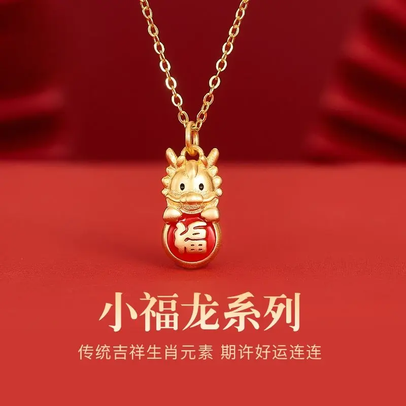 925 Silver National Style Advanced Zodiac Dragon Necklace 2024 Dragon Year Birth Year Clavicle Chain Auspicious New Year Gift