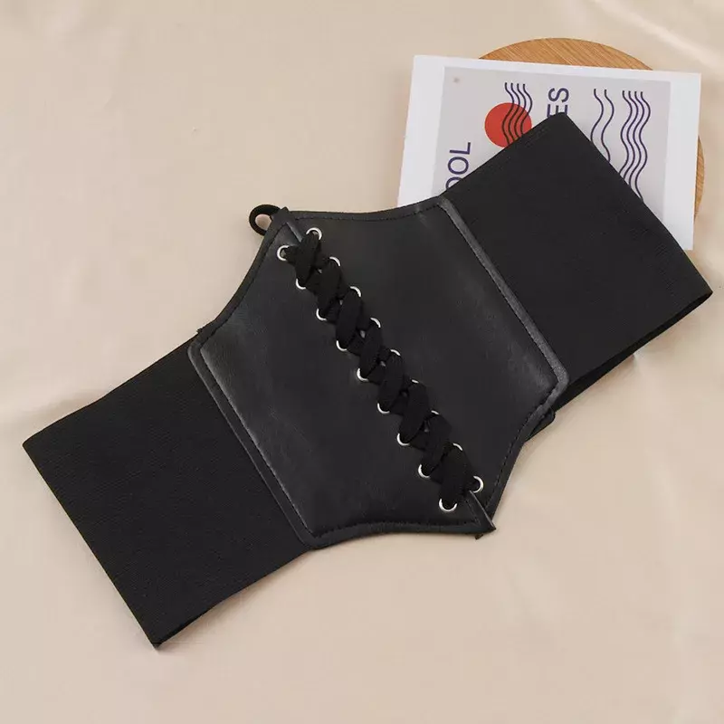 Cinturón ancho de cuero Pu para mujer, cinturón de Cuerpo Adelgazante, elástico, de cintura alta, color negro, Punk, nuevo