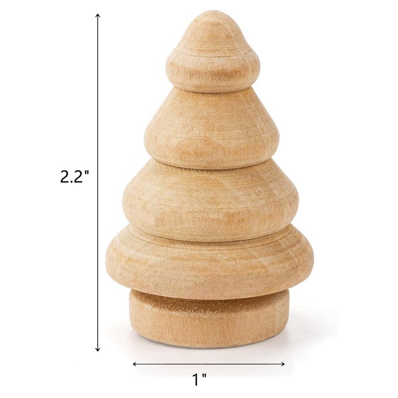 30 Pack Unfinished Wooden Christmas Tree Natural Wooden Miniature Tree Blank Wooden Peg Dolls For DIY Arts Crafts