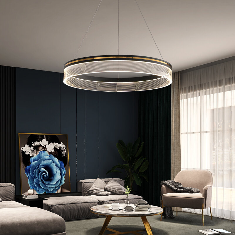 Modern light luxury living room lamp simple round high-end creative personality dining room lamp living room chandelier