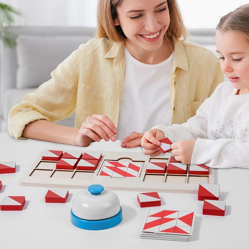 Houten Puzzel Bordspel Snel Geracet Vorm Matching Intelligence Battle Board Game Stem Montessori Educatief Geschenk Voor 2 Jaar