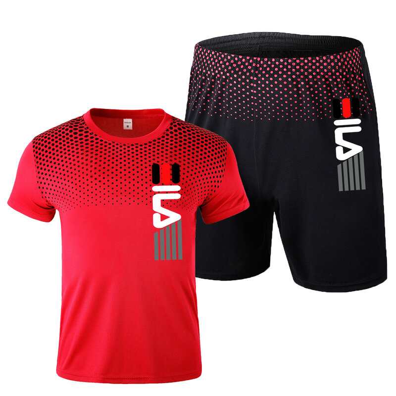 Setelan Olahraga Pria 2 Buah/Set Pakaian Olahraga Bulu Tangkis Fitness Gym Pakaian Olahraga Lari Jogging Set Pakaian Olahraga