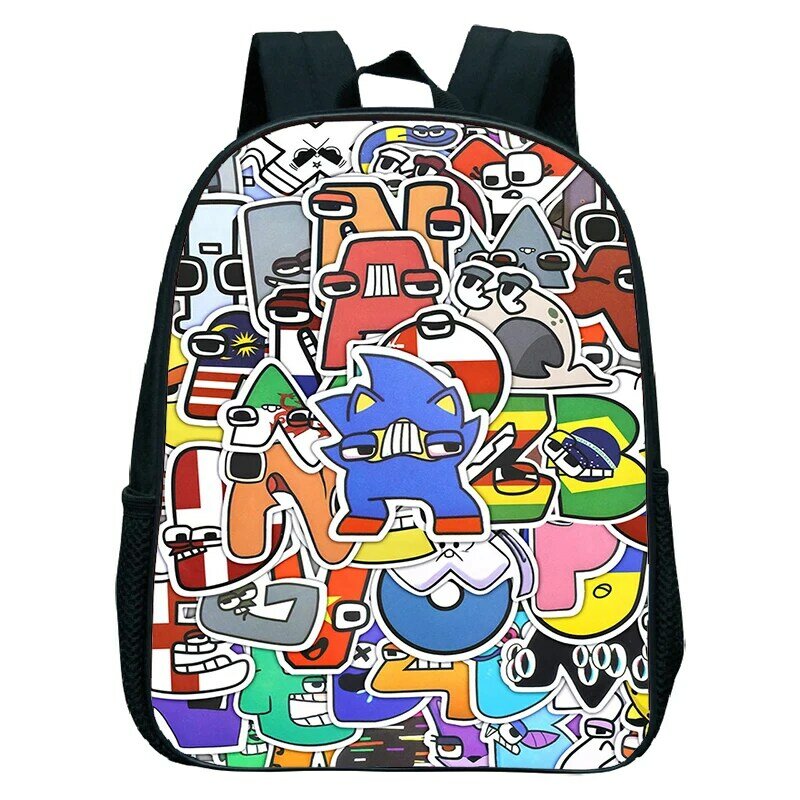 Lightweight Alphabet Lore Mochilas para crianças pré-escolares, Kindergarten School Bags, impressões dos desenhos animados, Bookbag para meninos e meninas