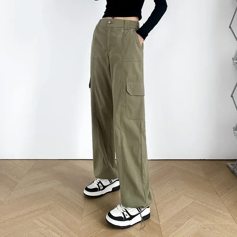 Новинка весна-осень 2023, короткие спортивные брюки, одежда для работы в стиле ретро, брюки, женские пряные брюки с высокой талией и широкими штанинами для девушек