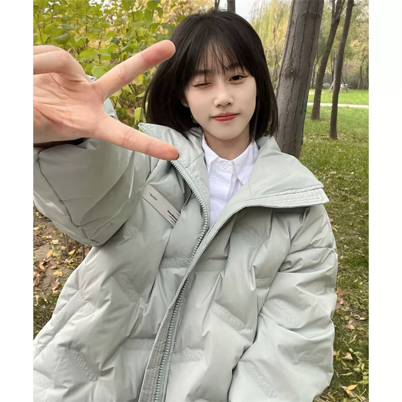 Moda płaszcze z bawełnianą podszewką odzież damska zimowe kurtki nowy koreański luźny stójka ciepłe kurtki parki dziewczyny Top fp320