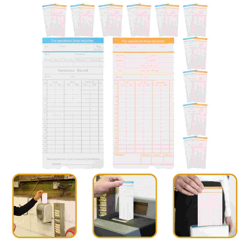 100 Sheets English Edition Paper Sheets Office Attendance Card for Office