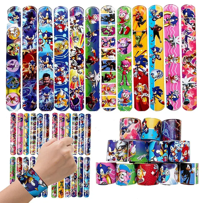 Sonic The Hedgehog Wrist Strap Children Clap Ring Slap Bracelets Kids Snapping Rings Toy Party Product Children's Birthday Gifts